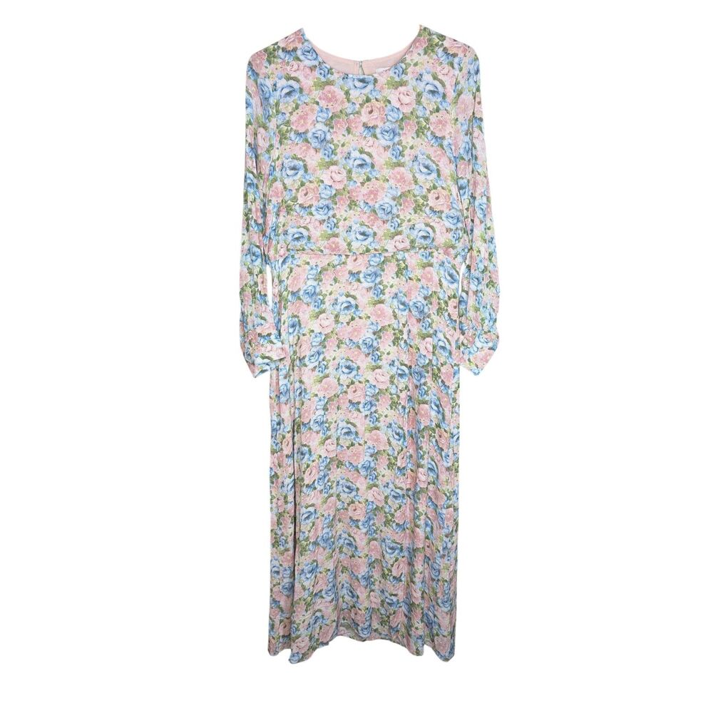 NWT & Other Stories Printed Side Slit Maxi Dress Size 12 Pastel Floral Cottage - Picture 4 of 14